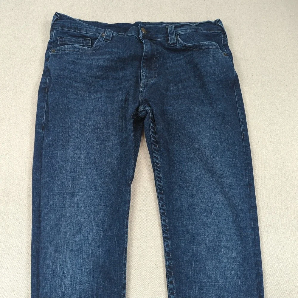 True Religion Jeans Mens 36x32 Blue Rocco Relaxed Skinny Dark Wash